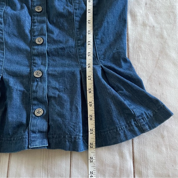Banana Republic Denim Button Bustier Top Women’s 6 Blue Med Wash Pleated Cottage - Picture 13 of 15
